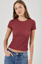 Load image into Gallery viewer, Daisy Lace Tee - Dark Cherry