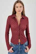 Load image into Gallery viewer, Daisy Lace Long Sleeve Shirt - Dark Cherry