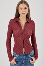 Load image into Gallery viewer, Daisy Lace Long Sleeve Shirt - Dark Cherry