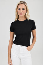 Load image into Gallery viewer, Pointelle Classic Tee - Black