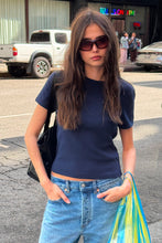 Load image into Gallery viewer, Pointelle Classic Tee - Navy
