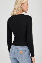 Load image into Gallery viewer, Pointelle Classic Long Sleeve Top - Black