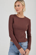 Load image into Gallery viewer, Pointelle Classic Long Sleeve Top - Chocolate