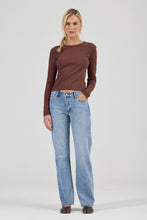 Load image into Gallery viewer, Pointelle Classic Long Sleeve Top - Chocolate