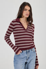 Load image into Gallery viewer, Lady Knit Top - Burgundy Stripe