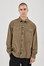 Load image into Gallery viewer, Grid Cord Long Sleeve Shirt - Caramel