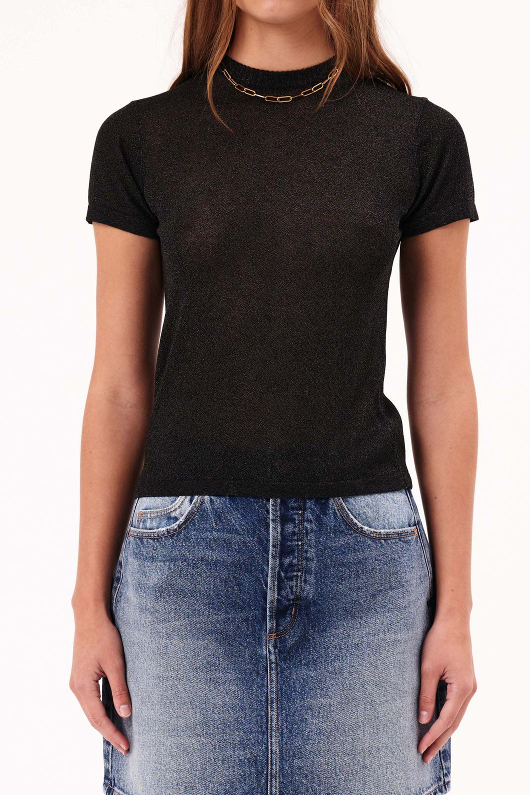 Classic Lurex Knit Tee - Black