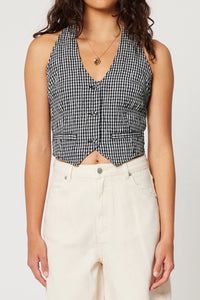 Halter Vest Gingham - Black