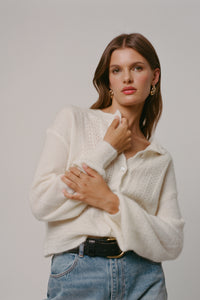 Lace Knit Cardigan - Cloud