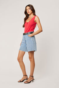 Paloma Pointelle Tank - Crimson