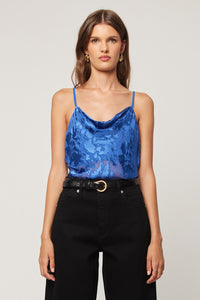 Burnout Cowl Neck Cami - Cobalt