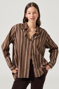 Brownstone Shirt - Cocoa Stripe