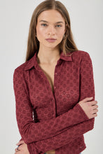 Load image into Gallery viewer, Daisy Lace Long Sleeve Shirt - Dark Cherry
