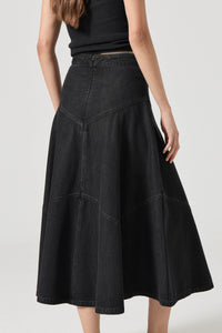 Liv Chevron Skirt - Black Sand