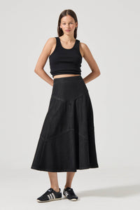 Liv Chevron Skirt - Black Sand