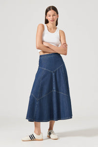 Liv Chevron Skirt - Pacific Blue