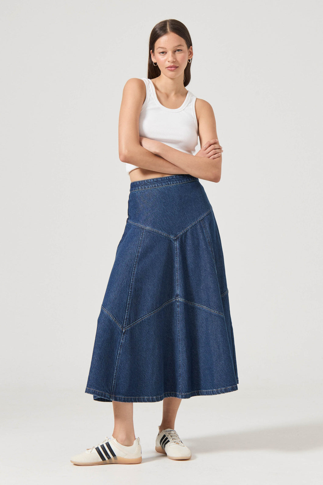 Liv Chevron Skirt - Pacific Blue