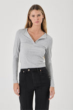 Load image into Gallery viewer, Studio Henley Long Sleeve Top - Grey Marle
