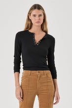 Load image into Gallery viewer, Studio Henley Long Sleeve Top - Black
