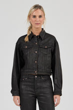 Load image into Gallery viewer, Cropped Denim Jacket - Espresso Coated
