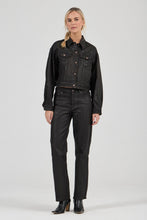 Load image into Gallery viewer, Cropped Denim Jacket - Espresso Coated

