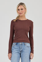 Load image into Gallery viewer, Pointelle Classic Long Sleeve Top - Chocolate
