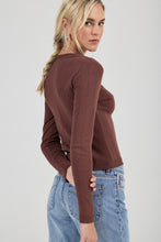 Load image into Gallery viewer, Pointelle Classic Long Sleeve Top - Chocolate
