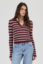 Load image into Gallery viewer, Lady Knit Top - Burgundy Stripe
