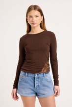 Load image into Gallery viewer, Siren Lace Long Sleeve Tee - Espresso
