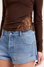 Load image into Gallery viewer, Siren Lace Long Sleeve Tee - Espresso
