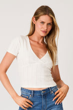 Load image into Gallery viewer, Pointelle Cross Over Top - White
