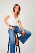 Load image into Gallery viewer, Pointelle Cross Over Top - White
