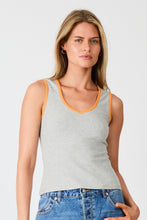 Load image into Gallery viewer, V-Neck Ringer Tank - Grey Marle &amp; Orange
