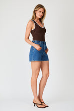 Load image into Gallery viewer, V-Neck Ringer Tank - Espresso &amp; Light Blue
