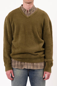 Shag Vneck Knit - Moss