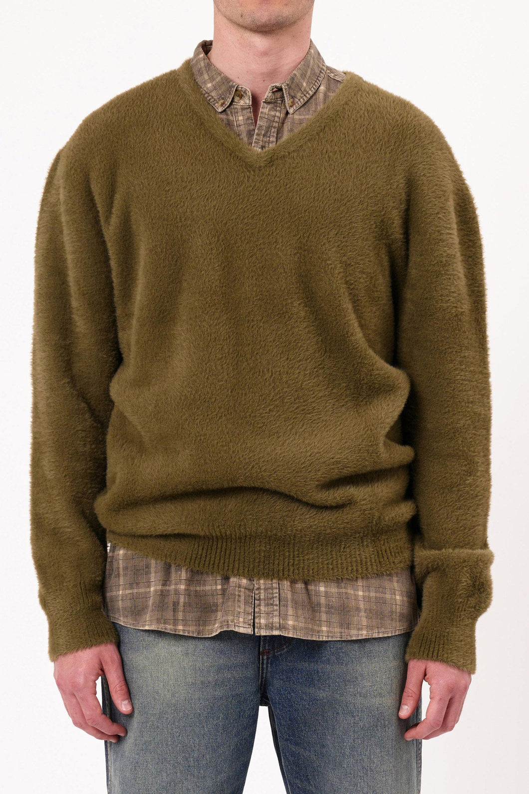 Shag Vneck Knit - Moss