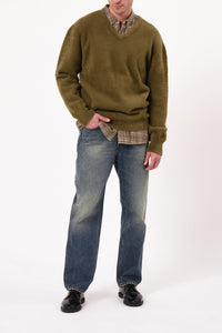 Shag Vneck Knit - Moss