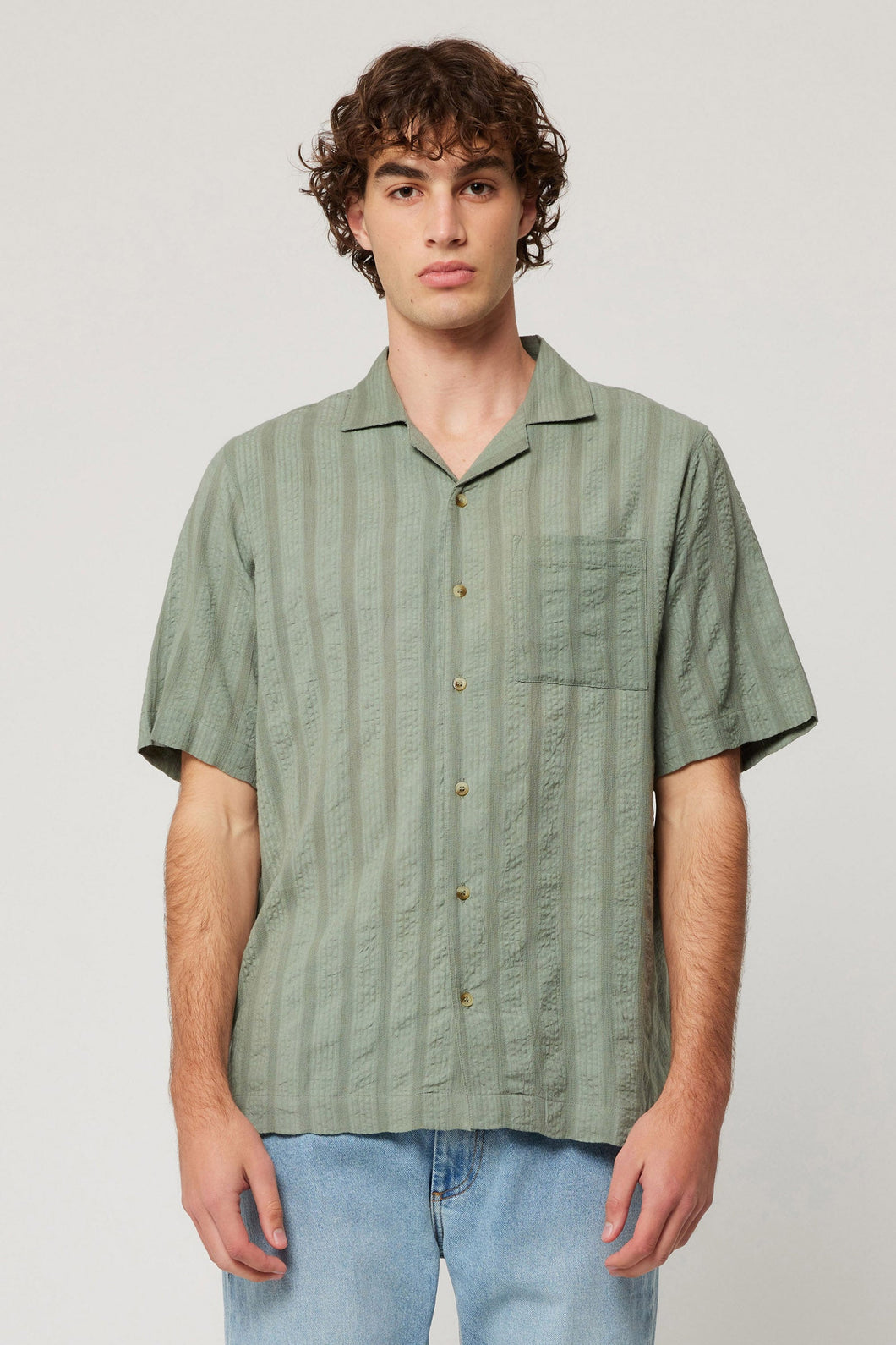 Bowler Seersucker Shirt - Moss