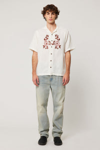 Floral Embroider Bowler - Natural