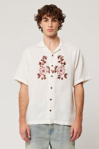 Floral Embroider Bowler - Natural