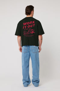 Work It Out Reg Tee - Washed Black
