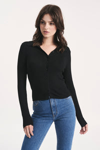 Caroline Knit Longsleeve Top - Black