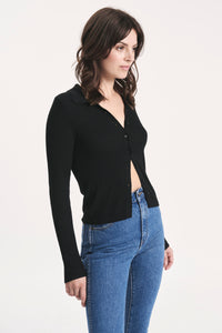 Caroline Knit Longsleeve Top - Black