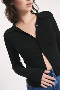 Caroline Knit Longsleeve Top - Black